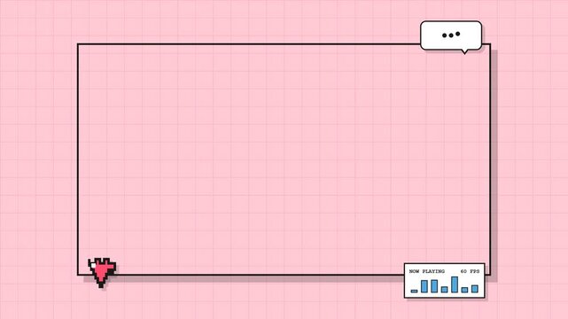 Retro 4K Livestream Video Frame Overlay - Animated Pink Pastel Webcam Border Loop