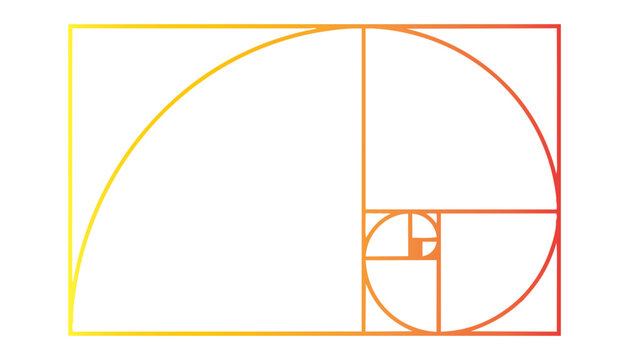 The golden ratio or the golden spiral vector symbol isolated on white background. Sacred geometry symbol concept.