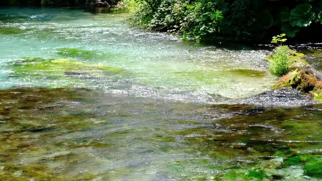 blue eye, syri i kater, Albania. Emerald green spring, close to Gjirokaster or Saranda. High quality FullHD footage