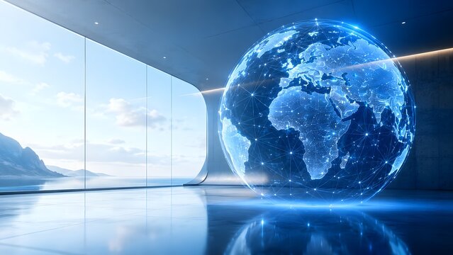 Globe, earth, world aesthetic flat lay composition on a soft neutral background