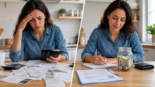 Debt papers and household savings jar