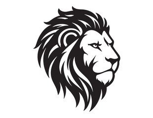 Lion head silhouette with flowing mane a black and white vector graphic © Prodeep