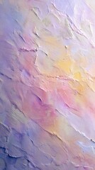 Naklejka premium Soft textured pastel abstract painting with subtle brush strokes blending shades of lavender, pink, yellow, and blue in a delicate atmospheric composition