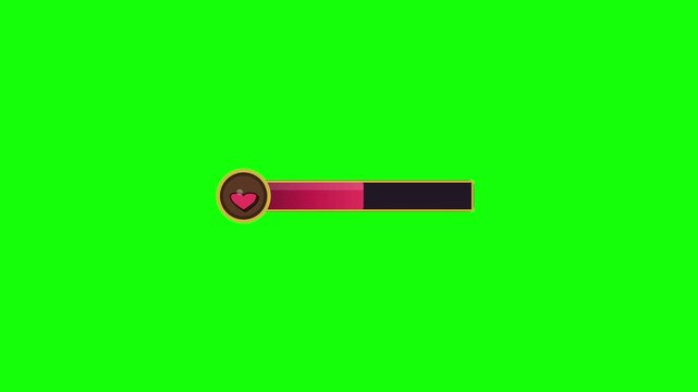 Health Bar Interface Element with Depleting Red Life Gauge and Text