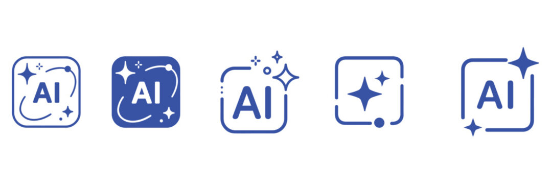 Collection of clean sparkle and shine icons with Adobe Illustrator branding