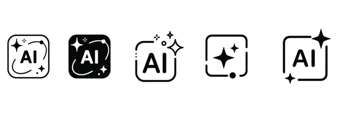 Collection of clean sparkle and shine icons with Adobe Illustrator branding