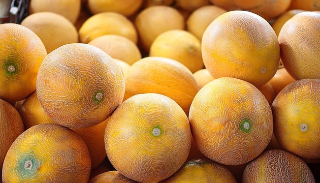bunch of fresh ripe melons background in the market