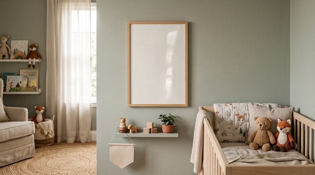 kids room nursery poster mockup template
