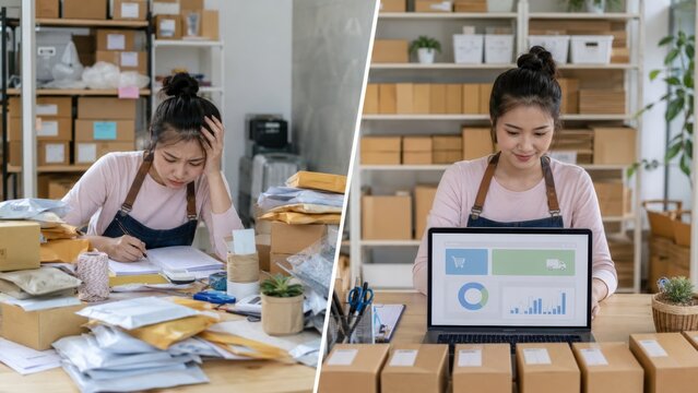 Manual order notes and calm ecommerce packing station