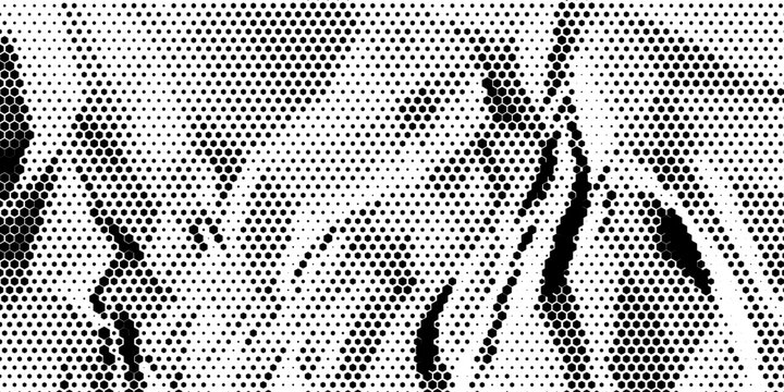 Black and white abstract hexagon pattern with halftone effect for sporty background and jersey design. vector eps 10