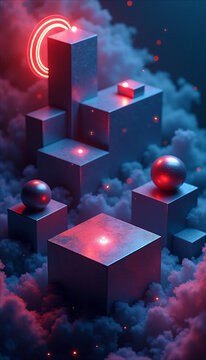  gift box with light balls wallpapper cube