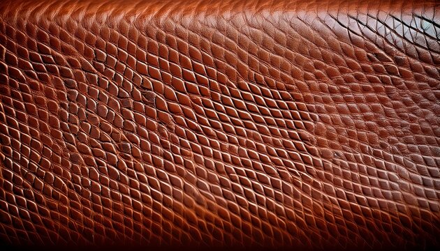 close up of textured brown leather surface with intricate patterns