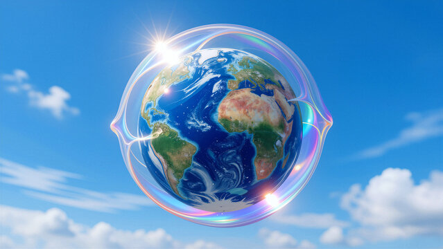 Earth encased in a protective bubble