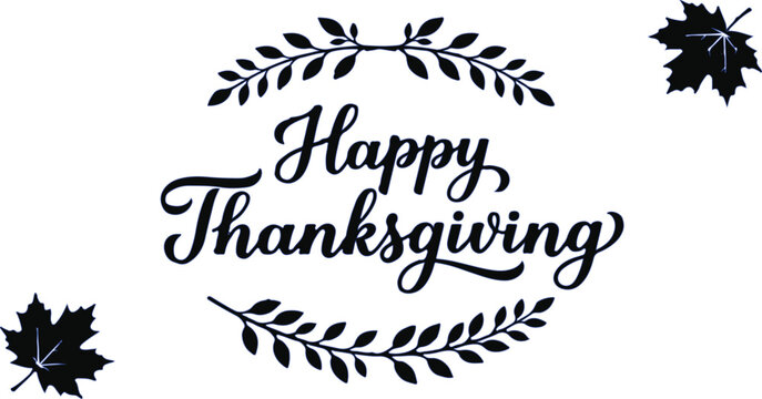 Elegant thanksgiving vector illustration with script text and floral elements for festive designs