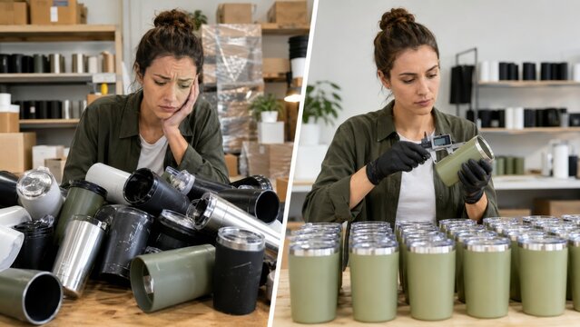 Defective tumblers and careful quality control in a small workshop