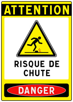 Panneau de s&eacute;curit&eacute; Risque de chute de plain-pied &ndash; Danger de tr&eacute;buchement et obstacle au sol