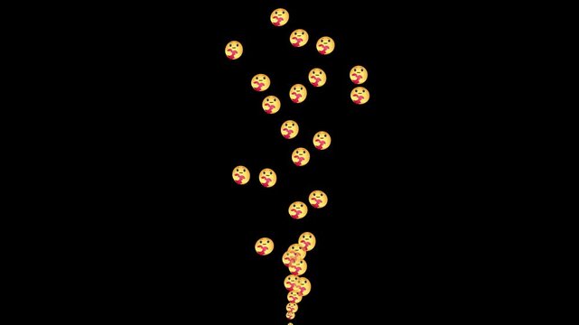 Live streaming animated icon. Care Emoji social media Live streaming style animated icon explosion. social media emojis of hearts and like care animation randomly flying upward. Emoji social media 4k