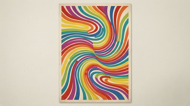 Vintage Disco Era Aesthetic. Groovy psychedelic 1970s art compilation. Minimalist Retro striped design poster. Classic prismatic spectrum color artwork. Vintage Disco Era Aesthetic. Groovy