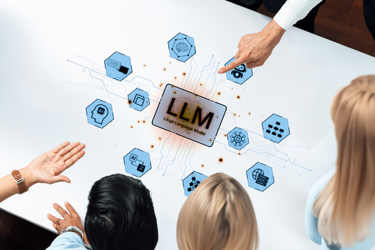 Large Language Model LLM processing data. Represents deep text learning, natural language processing NLP AI tech, transformer architecture, and generative AI deep learning future technology. Corpus