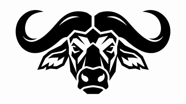 Stylized buffalo head silhouette vector art