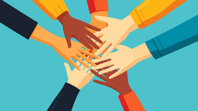 Diverse hands stacked together unity concept