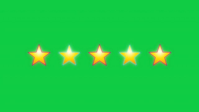 Animated five star rating with three stars selected on a green screen