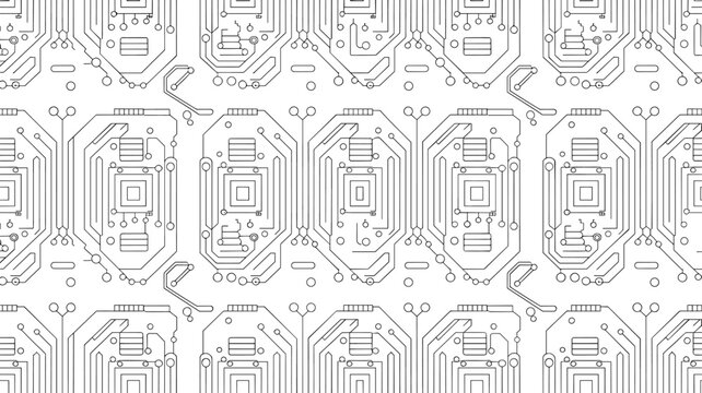 Seamless pattern with electronic circuit board lines