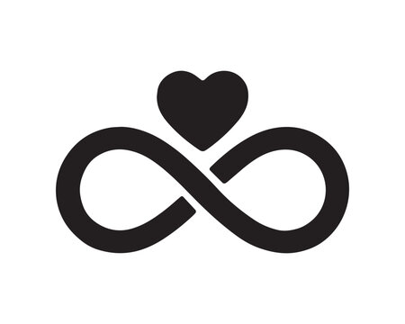 Infinity symbol with heart on white background for sisters day celebration and endless love