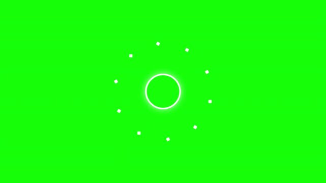 Spinning loading icon animation on a green screen background