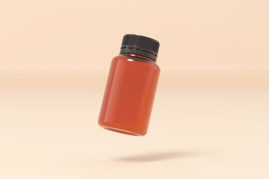 Plastic Supplement pill bottle mockup 3d rendering