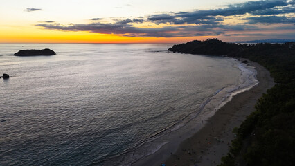 Fototapeta premium Manuel Antonio Costa Rica Drone Sunset, Tropical Beach & Pacific Coast