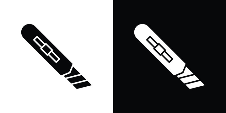 Cutter Knife icon outline clipart set. EPS10