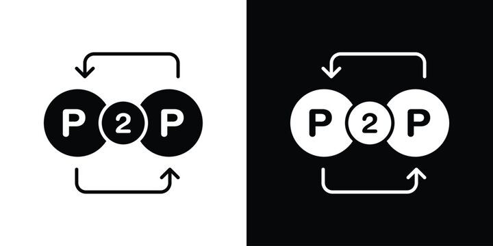 Peer to peer icon outline clipart set. EPS10