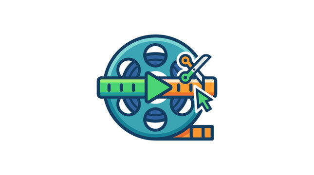 Film Reel Icon With Play Button.