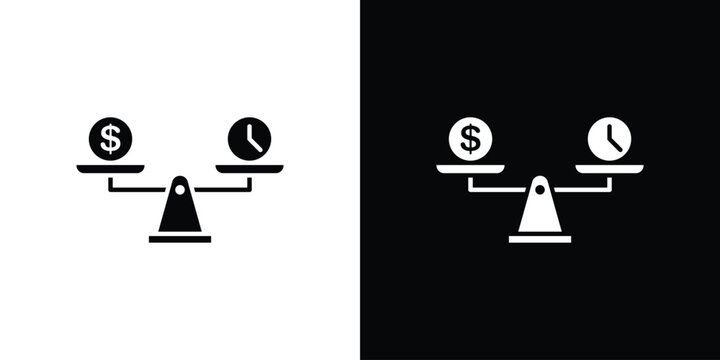 Time and money scale icon outline clipart set. EPS10