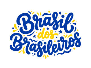Fototapeta premium vector Brasil dos Brasileiros Independence Day Celebration Festive Typography with Stars and Sparkles on transparent background