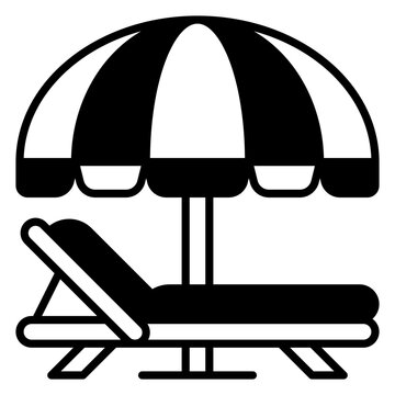 sun loungers icon with solid style