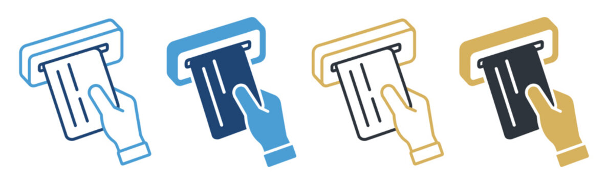 credit card payment swipe terminal icon set on transparent background