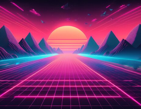 synthwave vaporwave retrowave cyber background