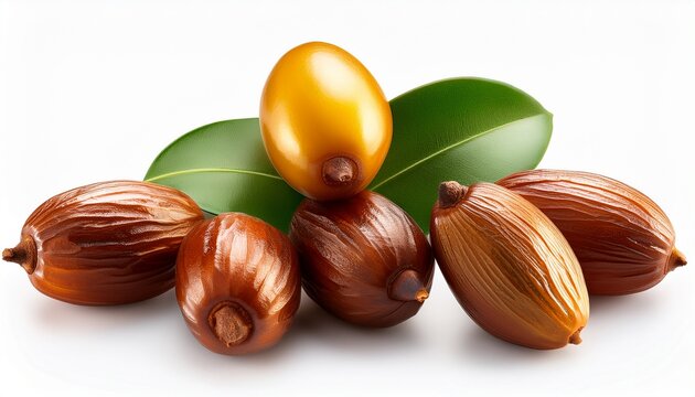 natural jojoba fruit isolated on white background perfect for beauty skincare and organic product designs