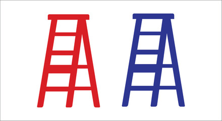 Red and blue ladder silhouettes against a white background a simple geometric composition ladders climbing © vector desgins 