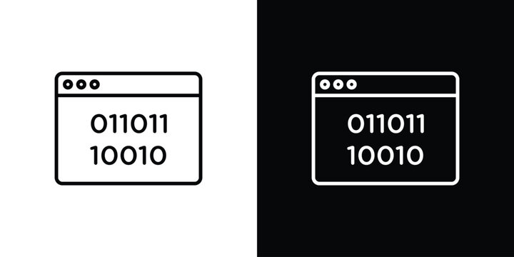 Binary code icon lineart pictograms bundle