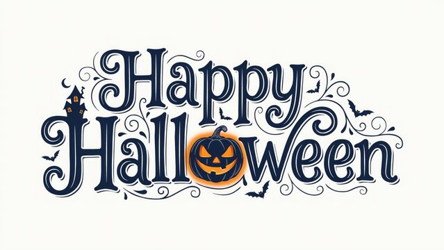 Happy halloween hand lettered typography design