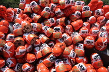 Fototapeta premium Daruma Dolls at Katsuoji Temple, Osaka, Japan