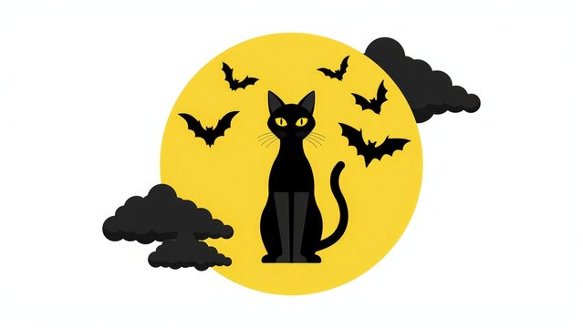 Halloween black cat illustration