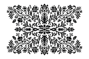Fototapeta premium Vintage floral ornament pattern decorative symmetrical foliage border design