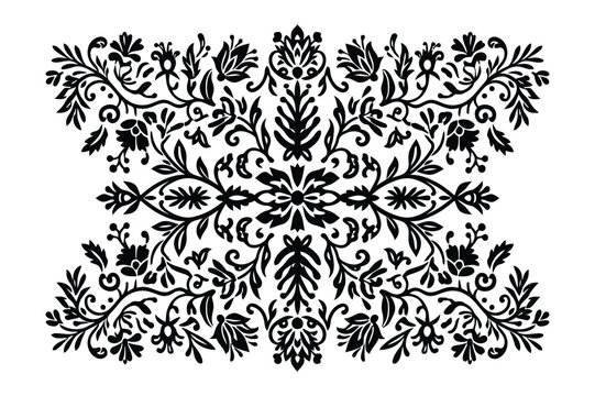 Vintage floral ornament pattern decorative symmetrical foliage border design