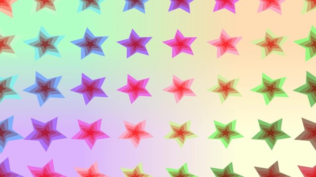 Multi colored star shapes that cycle through a rainbow spectrum
