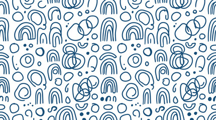 Abstract Hand Drawn Doodle Pattern with Organic Shapes © Bakol