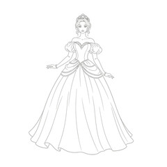Fototapeta premium Princess Line Art Ball Gown Drawing